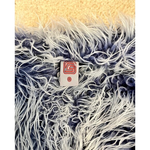 Vintage Y2K GROGGY Blue Faux Fur Coat with white Frosted Tips SZ Sm - Picture 12 of 12